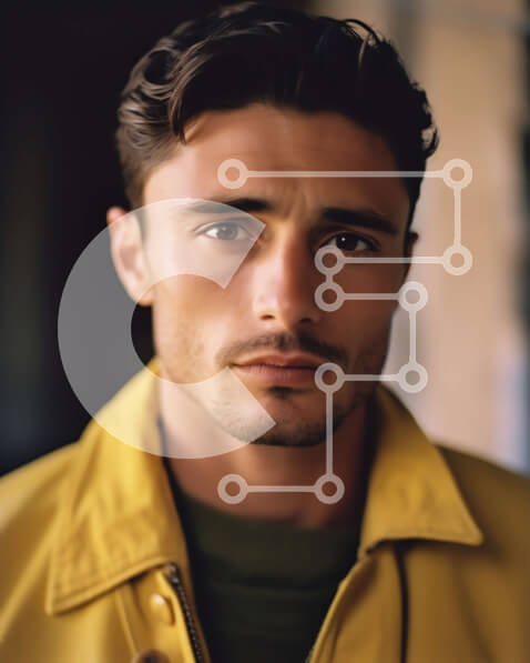 Intra Συλλεκτικό Ξύλινο Παζλ Plywood  4mm - Σοβαρός άνδρας με κίτρινο σακάκι που κοιτάζει την κάμερα Σε Ξύλινο Κουτί - Διαστάσεις Puzzle: 10x10 cm – 25 κομμάτια