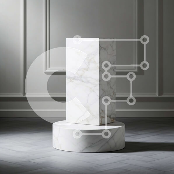 Intra Συλλεκτικό Ξύλινο Παζλ Plywood  4mm - Μινιμαλιστικό λευκό μαρμάρινο βάθρο σε ένα ευρύχωρο δωμάτιο Σε Ξύλινο Κουτί - Διαστάσεις: 10x10 cm – 25 κομμάτια