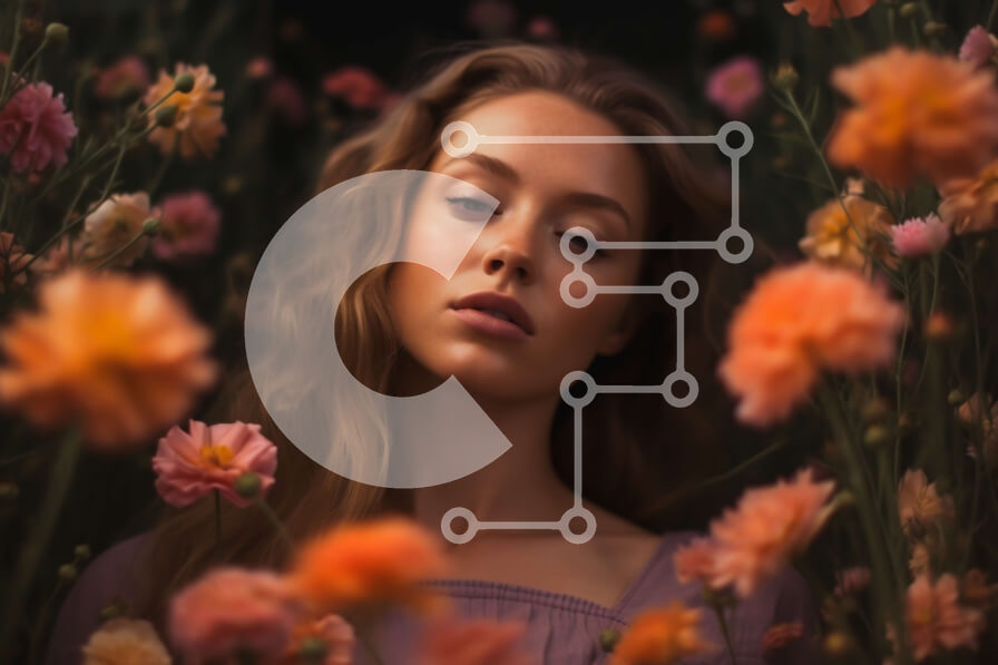 Intra Συλλεκτικό Ξύλινο Παζλ Plywood  4mm - Γαλήνιο πορτρέτο μιας γυναίκας ανάμεσα στα αγριολούλουδα στο ηλιοβασίλεμα Σε Ξύλινο Κουτί - Διαστάσεις Puzzle: 10x10 cm – 25 κομμάτια