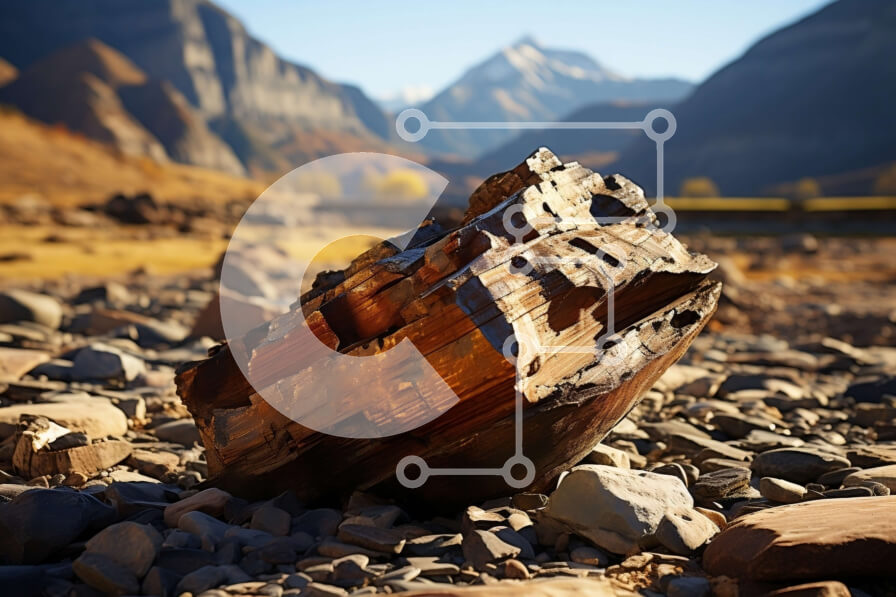 Intra Συλλεκτικό Ξύλινο Παζλ Plywood  4mm - Όμορφο τοπίο με ποώδη βράχο μπροστά από μαγευτικά βουνά Σε Ξύλινο Κουτί - Διαστάσεις: 10x10 cm – 25 κομμάτια