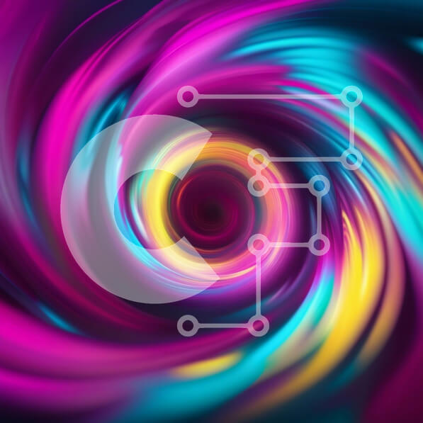 Intra Συλλεκτικό Ξύλινο Παζλ Plywood  4mm - Ζωντανή περιστρεφόμενη δίνη με νέον χρώματα Σε Ξύλινο Κουτί - Διαστάσεις Puzzle: 10x10 cm – 25 κομμάτια