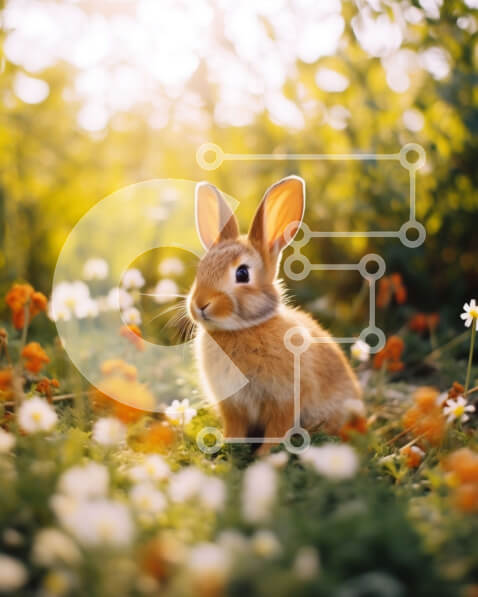 Intra Συλλεκτικό Ξύλινο Παζλ Plywood  4mm - Ειρηνική εικόνα ενός καφέ κουνελιού σε ένα χωράφι με αγριολούλουδα Σε Ξύλινο Κουτί - Διαστάσεις: 10x10 cm – 25 κομμάτια