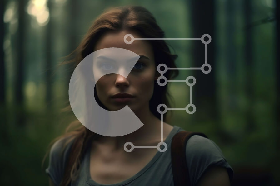 Intra Συλλεκτικό Ξύλινο Παζλ Plywood  4mm - Σοβαρή γυναίκα στο δάσος με μακριά καστανά σγουρά μαλλιά Σε Ξύλινο Κουτί - Διαστάσεις: 10x10 cm – 25 κομμάτια