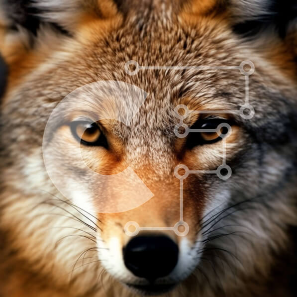 Intra Συλλεκτικό Ξύλινο Παζλ Plywood  4mm - Μαγευτικό κοντινό πλάνο του προσώπου του Κογιότ Σε Ξύλινο Κουτί - Διαστάσεις: 10x10 cm – 25 κομμάτια