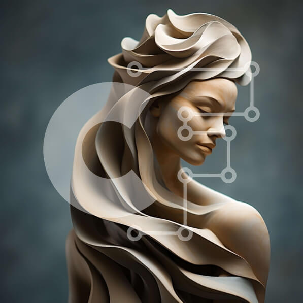 Σετ των 2 Intra Συλλεκτικό Ξύλινο Παζλ Plywood  4mm - Γαλήνια γυναίκα με χάρτινο φόρεμα με μαλλιά που ρέουν Σε Ξύλινο Κουτί - Διαστάσεις: 10x10 cm – 25 κομμάτια