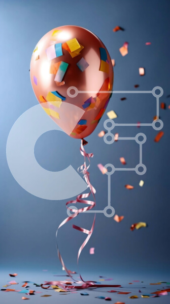 Intra Συλλεκτικό Ξύλινο Παζλ Plywood  4mm - Γιορτή με χάλκινο μπαλόνι και κομφετί που πέφτουν Σε Ξύλινο Κουτί - Διαστάσεις: 10x10 cm – 25 κομμάτια