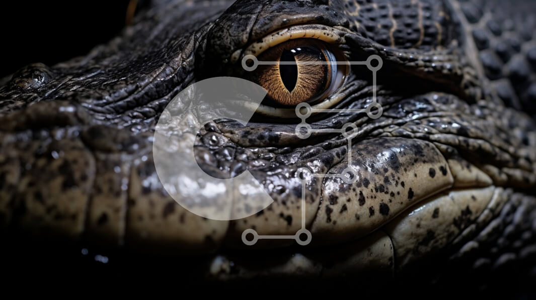 Intra Συλλεκτικό Ξύλινο Παζλ Plywood  4mm - Κοντινό πλάνο αλιγάτορα με ορατά μάτια και στόμα Σε Ξύλινο Κουτί - Διαστάσεις: 10x10 cm – 25 κομμάτια