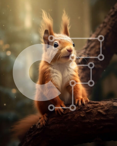 Σετ των 2 Intra Συλλεκτικό Ξύλινο Παζλ Plywood  4mm - Αξιολάτρευτη εικόνα ενός κόκκινου σκίουρου σε ένα δάσος Σε Ξύλινο Κουτί - Διαστάσεις: 10x10 cm – 25 κομμάτια