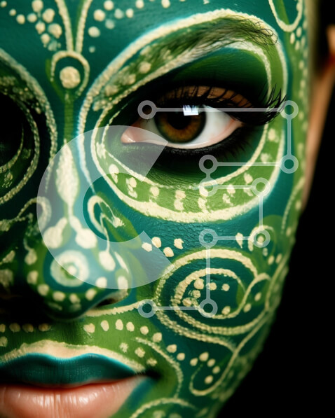 Intra Συλλεκτικό Ξύλινο Παζλ Plywood  4mm - Περίπλοκη πράσινη μπογιά σε μια γυναίκα Σε Ξύλινο Κουτί - Διαστάσεις Puzzle: 10x10 cm – 25 κομμάτια