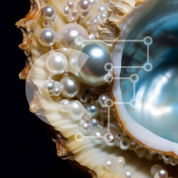 Σετ των 2 Intra Συλλεκτικό Ξύλινο Παζλ Plywood  4mm - Εκπληκτική εικόνα με μαργαριτάρια μέσα σε ένα ανοιχτό κέλυφος στρειδιών Σε Ξύλινο Κουτί - Διαστάσεις: 10x10 cm – 25 κομμάτια