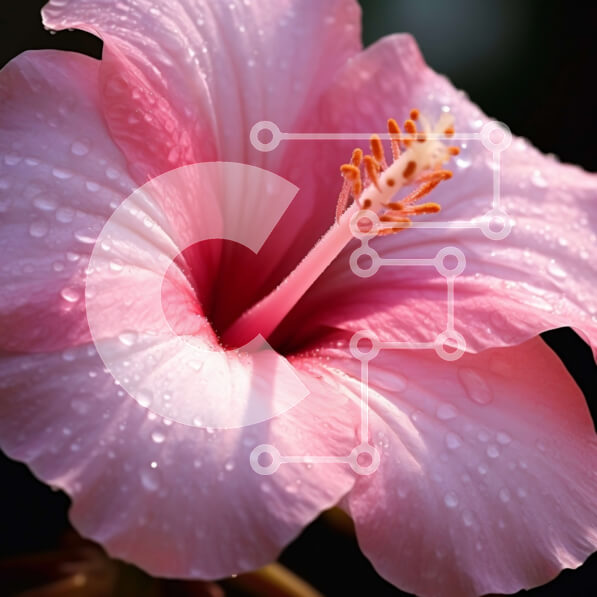 Intra Συλλεκτικό Ξύλινο Παζλ Plywood  4mm - Όμορφη κινηματογράφηση σε πρώτο πλάνο του ροζ λουλουδιού ιβίσκου με σταγονίδια νερού Σε Ξύλινο Κουτί - Διαστάσεις: 10x10 cm – 25 κομμάτια