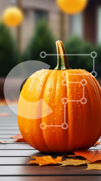 Σετ των 2 Intra Συλλεκτικό Ξύλινο Παζλ Plywood  4mm - Πορτοκαλί κολοκύθα σε ξύλινο τραπέζι Σε Ξύλινο Κουτί - Διαστάσεις: 10x10 cm – 25 κομμάτια