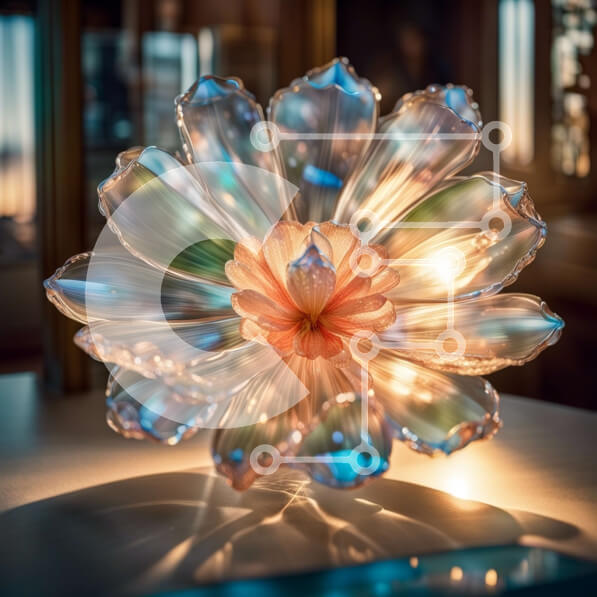 Σετ των 2 Intra Συλλεκτικό Ξύλινο Παζλ Plywood  4mm - Εκπληκτικό γυάλινο λουλούδι με θέα στον ορίζοντα της πόλης Σε Ξύλινο Κουτί - Διαστάσεις: 10x10 cm – 25 κομμάτια