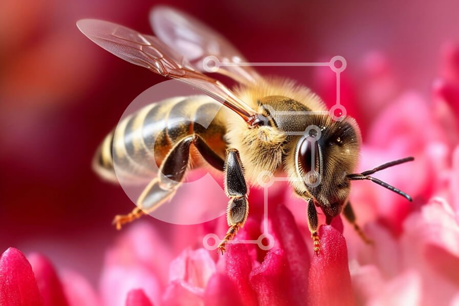 Intra Συλλεκτικό Ξύλινο Παζλ Plywood  4mm - Όμορφη εικόνα μιας μέλισσας σε ένα ροζ λουλούδι Σε Ξύλινο Κουτί - Διαστάσεις: 10x10 cm – 25 κομμάτια