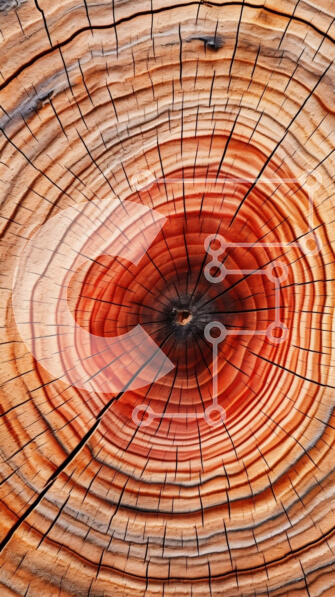 Σετ των 2 Intra Συλλεκτικό Ξύλινο Παζλ Plywood  4mm - Κοντινό πλάνο κορμού δέντρου με ορατό φλοιό Σε Ξύλινο Κουτί - Διαστάσεις: 10x10 cm – 25 κομμάτια