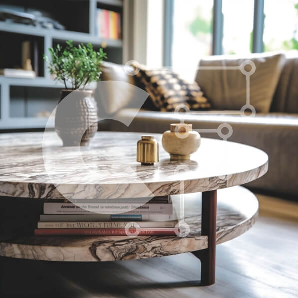 Intra Συλλεκτικό Ξύλινο Παζλ Plywood  4mm - Άνετο σαλόνι με μαρμάρινο τραπεζάκι σαλονιού και φυσικό φως Σε Ξύλινο Κουτί - Διαστάσεις Puzzle: 10x10 cm – 25 κομμάτια