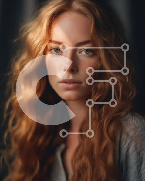 Intra Συλλεκτικό Ξύλινο Παζλ Plywood  4mm - Νεαρή γυναίκα με κόκκινα μαλλιά σε φυσικό φως Σε Ξύλινο Κουτί - Διαστάσεις Puzzle: 10x10 cm – 25 κομμάτια