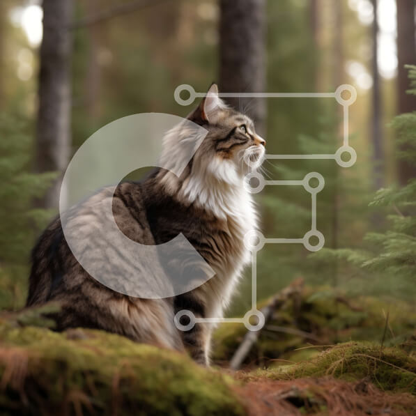 Intra Συλλεκτικό Ξύλινο Παζλ Plywood  4mm - Αξιολάτρευτη εικόνα μιας γάτας στο δάσος Σε Ξύλινο Κουτί - Διαστάσεις: 10x10 cm – 25 κομμάτια