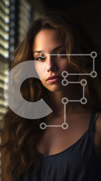 Intra Συλλεκτικό Ξύλινο Παζλ Plywood  4mm - Εκπληκτική γυναίκα με μακριά σπαστά καστανά μαλλιά και καστανά μάτια Σε Ξύλινο Κουτί - Διαστάσεις Puzzle: 10x10 cm – 25 κομμάτια