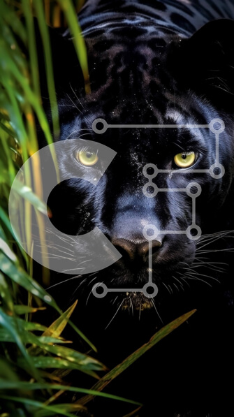 Σετ των 2 Intra Συλλεκτικό Ξύλινο Παζλ Plywood  4mm - Majestic Black Panther που κρύβεται στο ψηλό γρασίδι Σε Ξύλινο Κουτί - Διαστάσεις: 10x10 cm – 25 κομμάτια