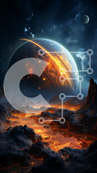 Intra Συλλεκτικό Ξύλινο Παζλ Plywood  4mm - Σκοτεινή και δυσοίωνη εικόνα ενός φουτουριστικού τοπίου με έναν λαμπερό πλανήτη Σε Ξύλινο Κουτί - Διαστάσεις Puzzle: 10x10 cm – 25 κομμάτια