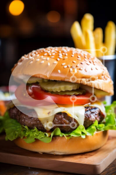 Σετ των 2 Intra Συλλεκτικό Ξύλινο Παζλ Plywood  4mm - Ζουμερό Cheeseburger με φρέσκα λαχανικά και τραγανές πατάτες Σε Ξύλινο Κουτί - Διαστάσεις: 10x10 cm – 25 κομμάτια