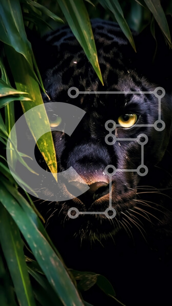 Σετ των 2 Intra Συλλεκτικό Ξύλινο Παζλ Plywood  4mm - Εκπληκτική φωτογραφία ενός μαύρου πάνθηρα που κρύβεται στη ζούγκλα Σε Ξύλινο Κουτί - Διαστάσεις: 10x10 cm – 25 κομμάτια