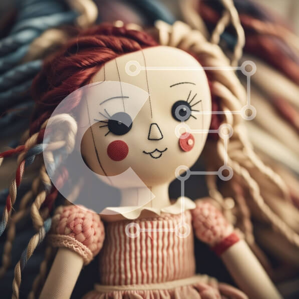 Σετ των 2 Intra Συλλεκτικό Ξύλινο Παζλ Plywood  4mm - Αξιολάτρευτη κούκλα με κόκκινα μαλλιά και ροζ φόρεμα Σε Ξύλινο Κουτί - Διαστάσεις: 10x10 cm – 25 κομμάτια