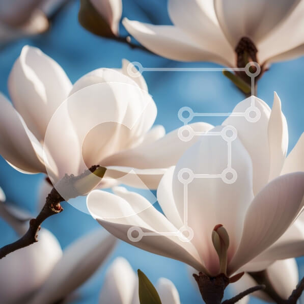 Intra Συλλεκτικό Ξύλινο Παζλ Plywood  4mm - Όμορφη κινηματογράφηση σε πρώτο πλάνο ενός λευκού λουλουδιού Magnolia σε πλήρη άνθιση Σε Ξύλινο Κουτί - Διαστάσεις: 10x10 cm – 25 κομμάτια