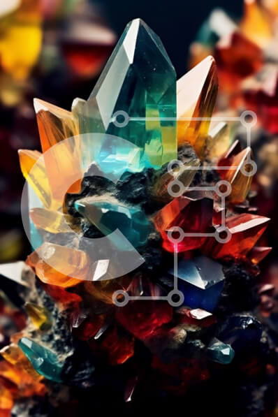 Intra Συλλεκτικό Ξύλινο Παζλ Plywood  4mm - Ζωντανά κρύσταλλα σε μαύρο φόντο Σε Ξύλινο Κουτί - Διαστάσεις Puzzle: 10x10 cm – 25 κομμάτια