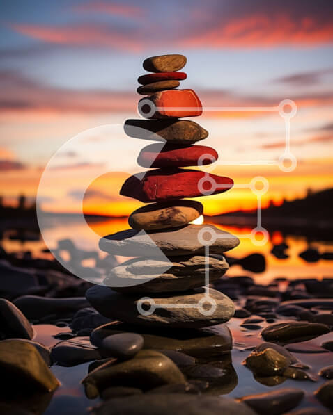 Intra Συλλεκτικό Ξύλινο Παζλ Plywood  4mm - Όμορφο τοπίο ηλιοβασιλέματος με στοίβα βράχων στην παραλία Σε Ξύλινο Κουτί - Διαστάσεις Puzzle: 10x10 cm – 25 κομμάτια