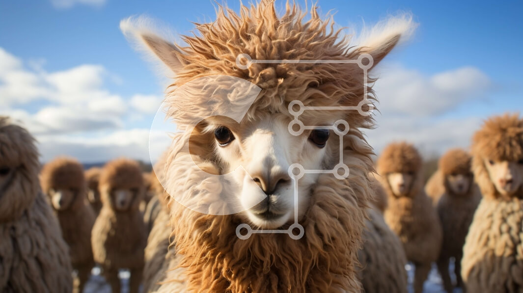 Σετ των 2 Intra Συλλεκτικό Ξύλινο Παζλ Plywood  4mm - Όμορφη εικόνα των αλπακά σε ένα χωράφι με μπλε ουρανό Σε Ξύλινο Κουτί - Διαστάσεις: 10x10 cm – 25 κομμάτια