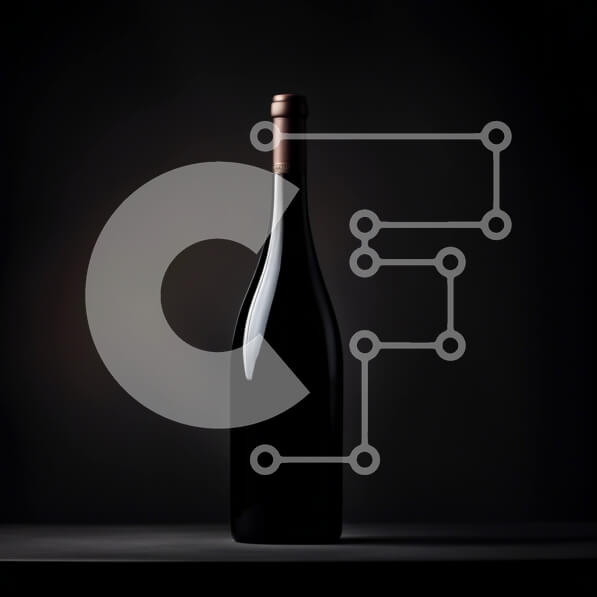 Σετ των 2 Intra Συλλεκτικό Ξύλινο Παζλ Plywood  4mm - Κομψή εικόνα του μπουκαλιού μαύρου κόκκινου κρασιού σε σκούρο φόντο Σε Ξύλινο Κουτί - Διαστάσεις: 10x10 cm – 25 κομμάτια