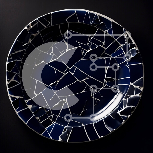 Intra Συλλεκτικό Ξύλινο Παζλ Plywood  4mm - Εκπληκτική εικόνα ενός μπλε πιάτου με θρυμματισμένες άκρες Σε Ξύλινο Κουτί - Διαστάσεις: 10x10 cm – 25 κομμάτια