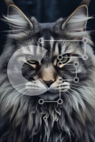 Σετ των 2 Intra Συλλεκτικό Ξύλινο Παζλ Plywood  4mm - Εκπληκτική κοντινή πλάνο μιας αφράτης γκρι και λευκής γάτας με πράσινα μάτια Σε Ξύλινο Κουτί - Διαστάσεις: 10x10 cm – 25 κομμάτια