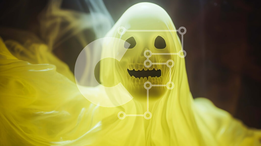 Intra Συλλεκτικό Ξύλινο Παζλ Plywood  4mm - Κίτρινο ειδώλιο φάντασμα που επιπλέει στον αέρα με καπνό Σε Ξύλινο Κουτί - Διαστάσεις Puzzle: 10x10 cm – 25 κομμάτια