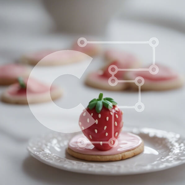 Σετ των 2 Intra Συλλεκτικό Ξύλινο Παζλ Plywood  4mm - Μπισκότο σε σχήμα φράουλας σε λευκό πιάτο Σε Ξύλινο Κουτί - Διαστάσεις: 10x10 cm – 25 κομμάτια