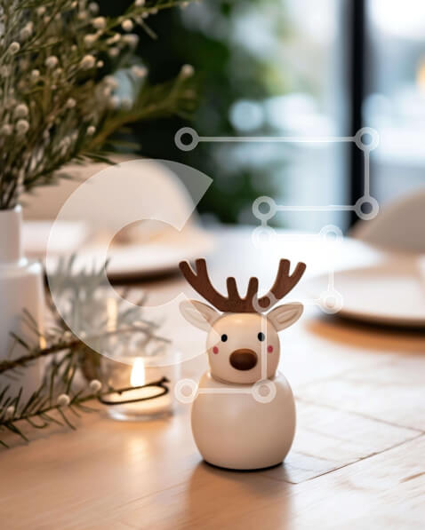 Intra Συλλεκτικό Ξύλινο Παζλ Plywood  4mm - Ξύλινη τραπεζαρία με ειδώλιο ταράνδου και κηροπήγια Σε Ξύλινο Κουτί - Διαστάσεις Puzzle: 10x10 cm – 25 κομμάτια