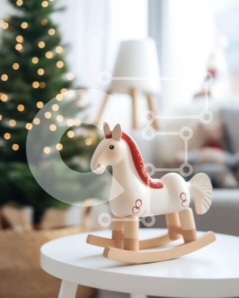 Intra Συλλεκτικό Ξύλινο Παζλ Plywood  4mm - Ξύλινη Διακοσμητική Συλλογή Rocking Horse στο Σαλόνι Σε Ξύλινο Κουτί - Διαστάσεις Puzzle: 10x10 cm – 25 κομμάτια