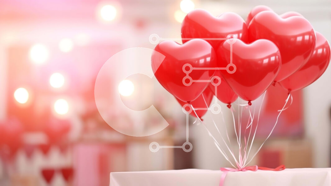 Intra Συλλεκτικό Ξύλινο Παζλ Plywood  4mm - Κόκκινα μπαλόνια σε σχήμα καρδιάς για μια γιορτινή περίσταση Σε Ξύλινο Κουτί - Διαστάσεις Puzzle: 10x10 cm – 25 κομμάτια