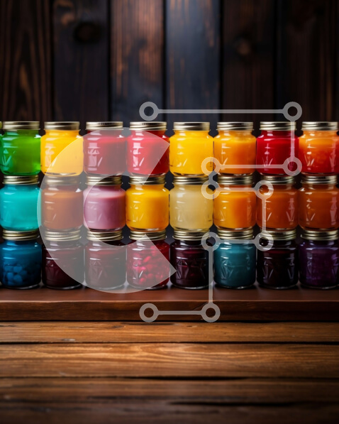 Σετ των 2 Intra Συλλεκτικό Ξύλινο Παζλ Plywood  4mm - Πολύχρωμες μαρμελάδες και ζελέ που εμφανίζονται σε ένα ξύλινο ράφι Σε Ξύλινο Κουτί - Διαστάσεις: 10x10 cm – 25 κομμάτια