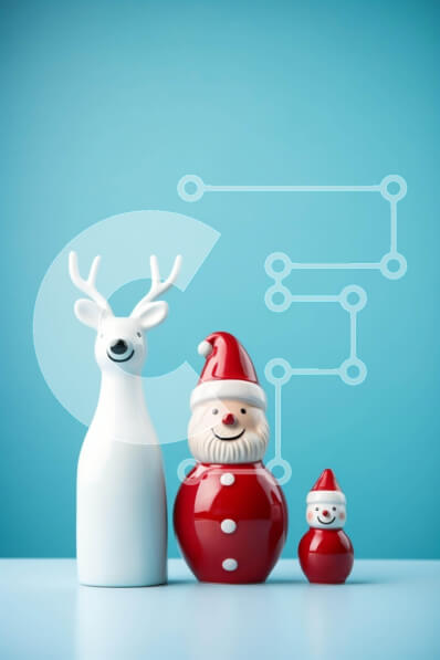 Intra Συλλεκτικό Ξύλινο Παζλ Plywood  4mm - Χριστουγεννιάτικα ειδώλια σε μπλε φόντο Σε Ξύλινο Κουτί - Διαστάσεις: 10x10 cm – 25 κομμάτια