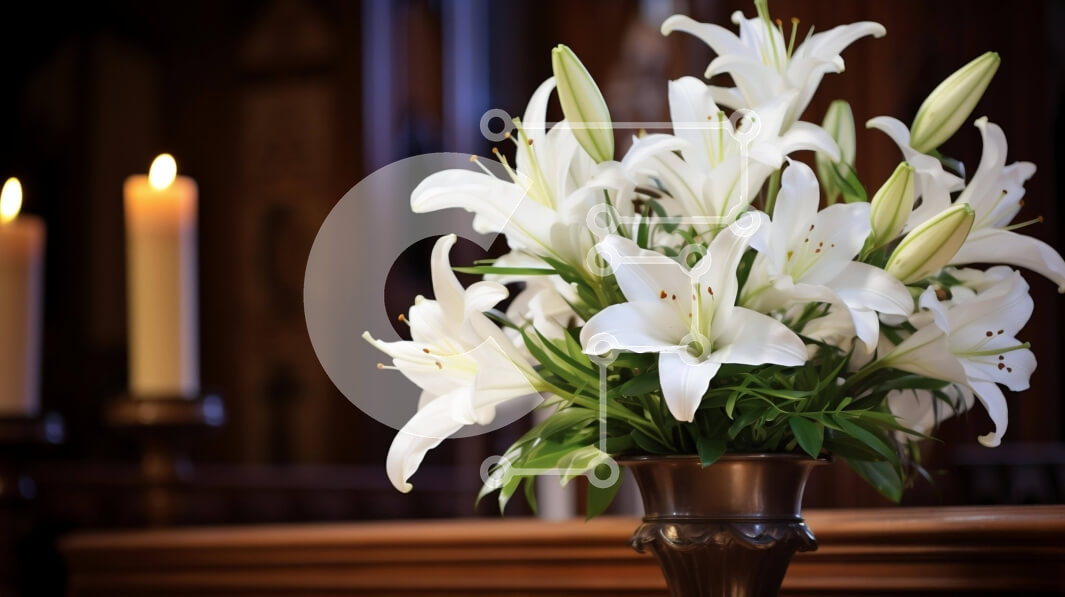 Intra Συλλεκτικό Ξύλινο Παζλ Plywood  4mm - Στολισμός Βωμού με Λευκούς Κρίνους και Κηροπήγια Σε Ξύλινο Κουτί - Διαστάσεις Puzzle: 10x10 cm – 25 κομμάτια