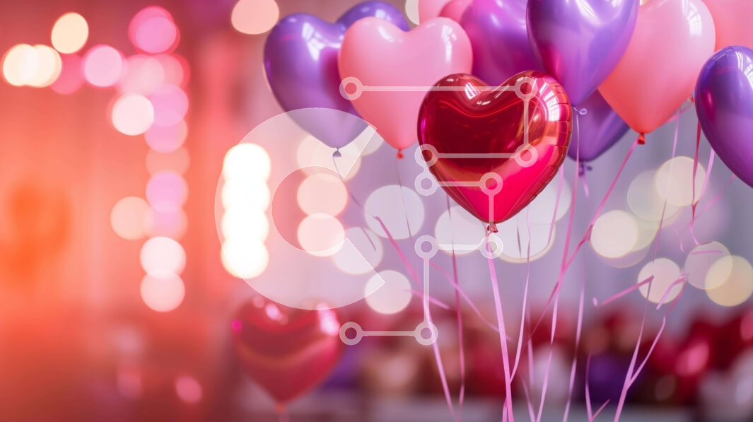 Intra Συλλεκτικό Ξύλινο Παζλ Plywood  4mm - Πολύχρωμα μπαλόνια σε σχήμα καρδιάς που επιπλέουν στον αέρα Σε Ξύλινο Κουτί - Διαστάσεις: 10x10 cm – 25 κομμάτια