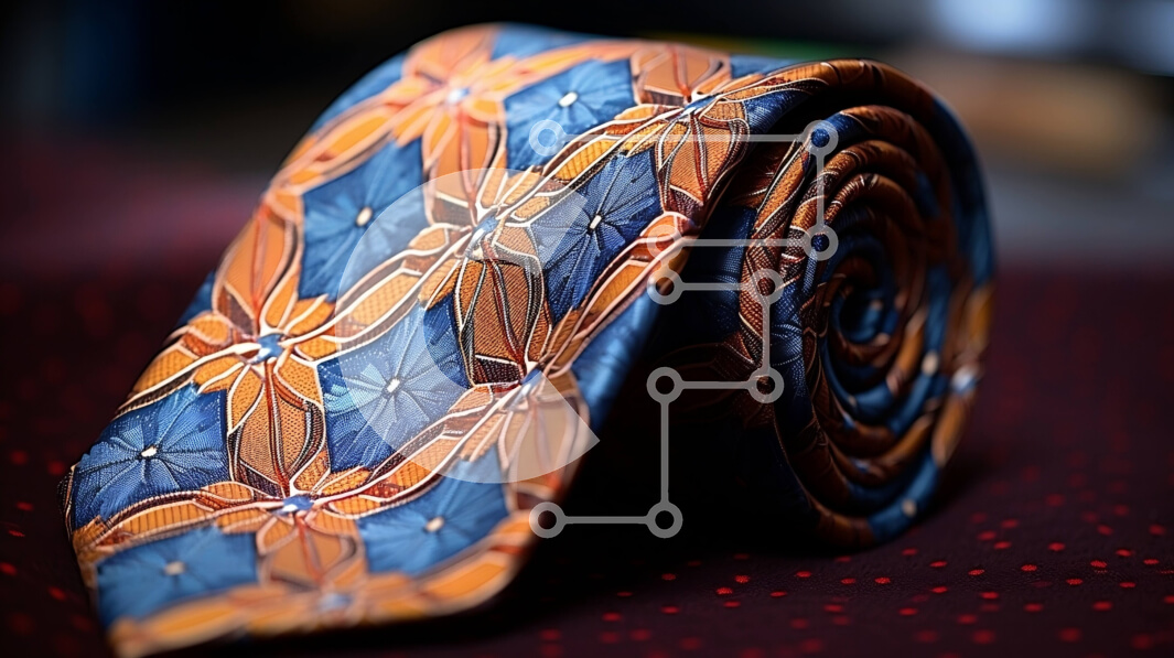 Intra Συλλεκτικό Ξύλινο Παζλ Plywood  4mm - Κομψή μπλε και πορτοκαλί γραβάτα με γεωμετρικά σχέδια Σε Ξύλινο Κουτί - Διαστάσεις Puzzle: 10x10 cm – 25 κομμάτια