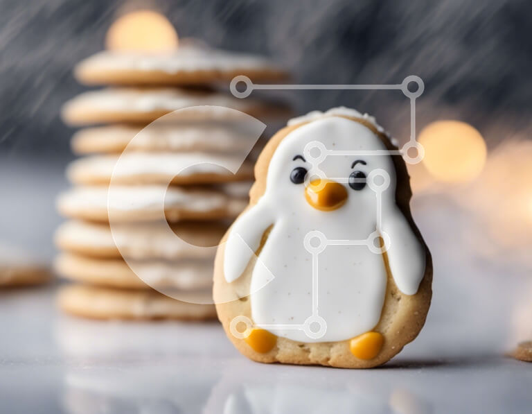 Σετ των 2 Intra Συλλεκτικό Ξύλινο Παζλ Plywood  4mm - Μπισκότο πιγκουίνος σε μια στοίβα από μπισκότα Σε Ξύλινο Κουτί - Διαστάσεις: 10x10 cm – 25 κομμάτια