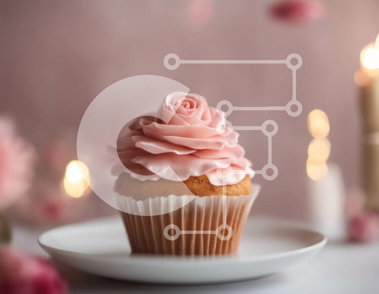 Σετ των 2 Intra Συλλεκτικό Ξύλινο Παζλ Plywood  4mm - Ροζ cupcake με παγωμένο πάγωμα σε ένα άσπρο πιάτο Σε Ξύλινο Κουτί - Διαστάσεις: 10x10 cm – 25 κομμάτια