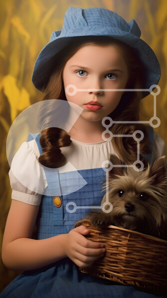 Intra Συλλεκτικό Ξύλινο Παζλ Plywood  4mm - Αξιολάτρευτη εικόνα νεαρής κοπέλας που κρατά ένα μικρό σκυλί σε ένα καλάθι Σε Ξύλινο Κουτί - Διαστάσεις Puzzle: 10x10 cm – 25 κομμάτια