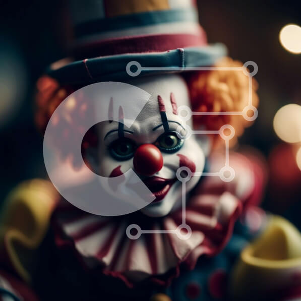 Intra Συλλεκτικό Ξύλινο Παζλ Plywood  4mm - Χαμογελαστός Κλόουν με πολύχρωμη στολή και μπαλόνι Σε Ξύλινο Κουτί - Διαστάσεις Puzzle: 10x10 cm – 25 κομμάτια