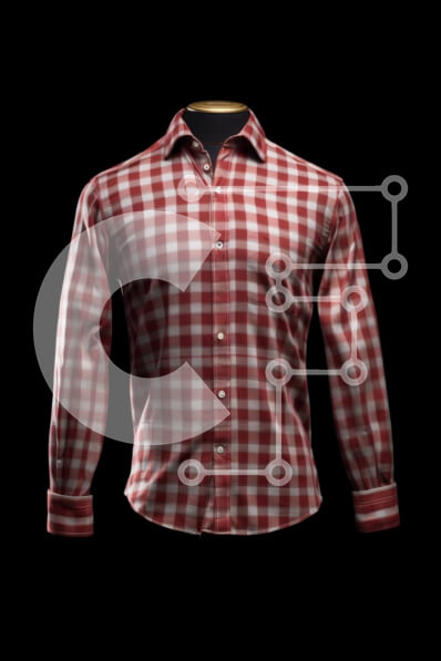 Intra Συλλεκτικό Ξύλινο Παζλ Plywood  4mm - Casual outfit με κόκκινο και λευκό καρό πουκάμισο και σκούρο μπλε τζιν Σε Ξύλινο Κουτί - Διαστάσεις Puzzle: 10x10 cm – 25 κομμάτια